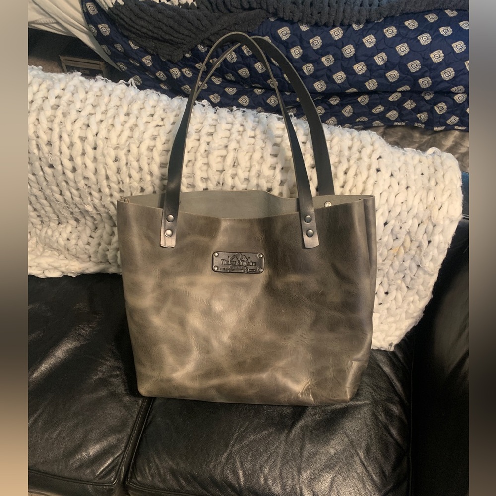 Large green leather handmade Purse
